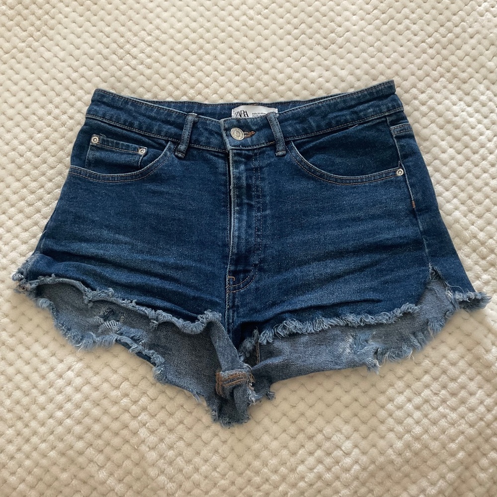 Zara High Rise Jean Shorts - Dark Wash - Size 6